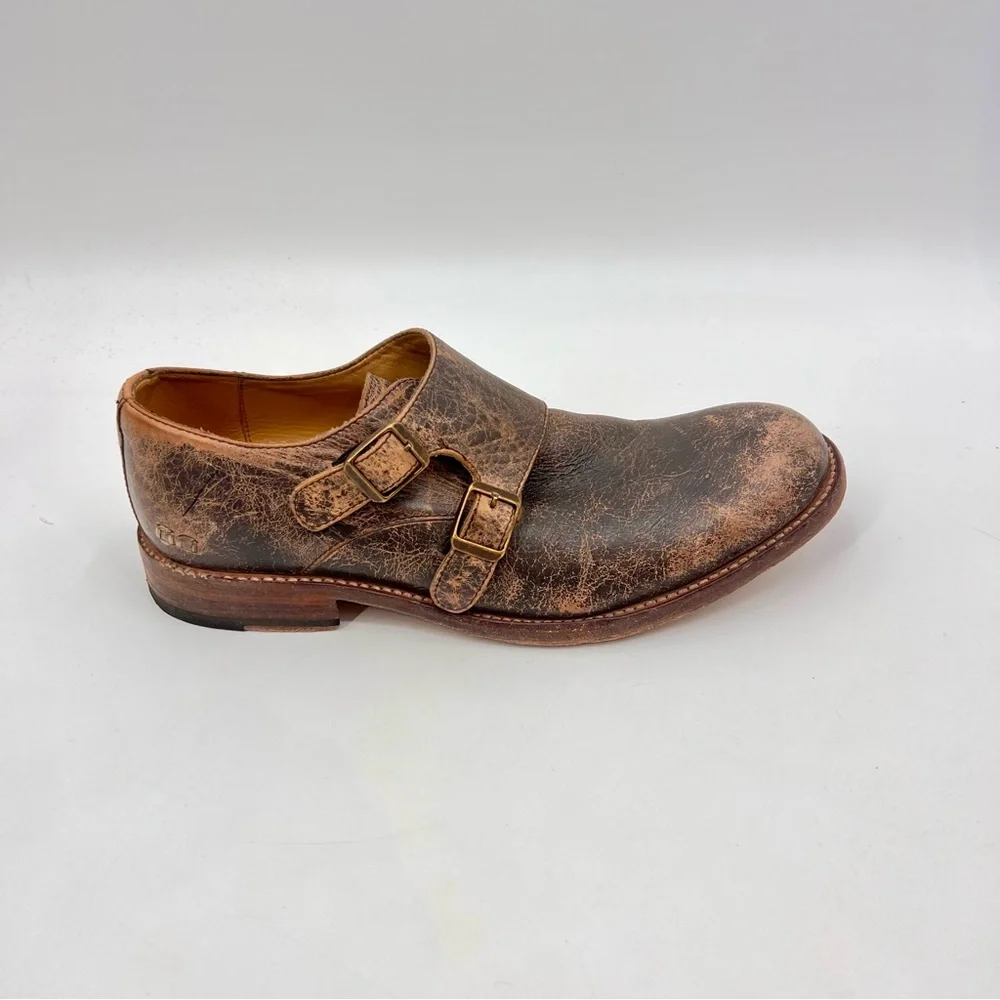 Bed Stu double‎ Monk Strap distressed leather brown Shoes 9.5